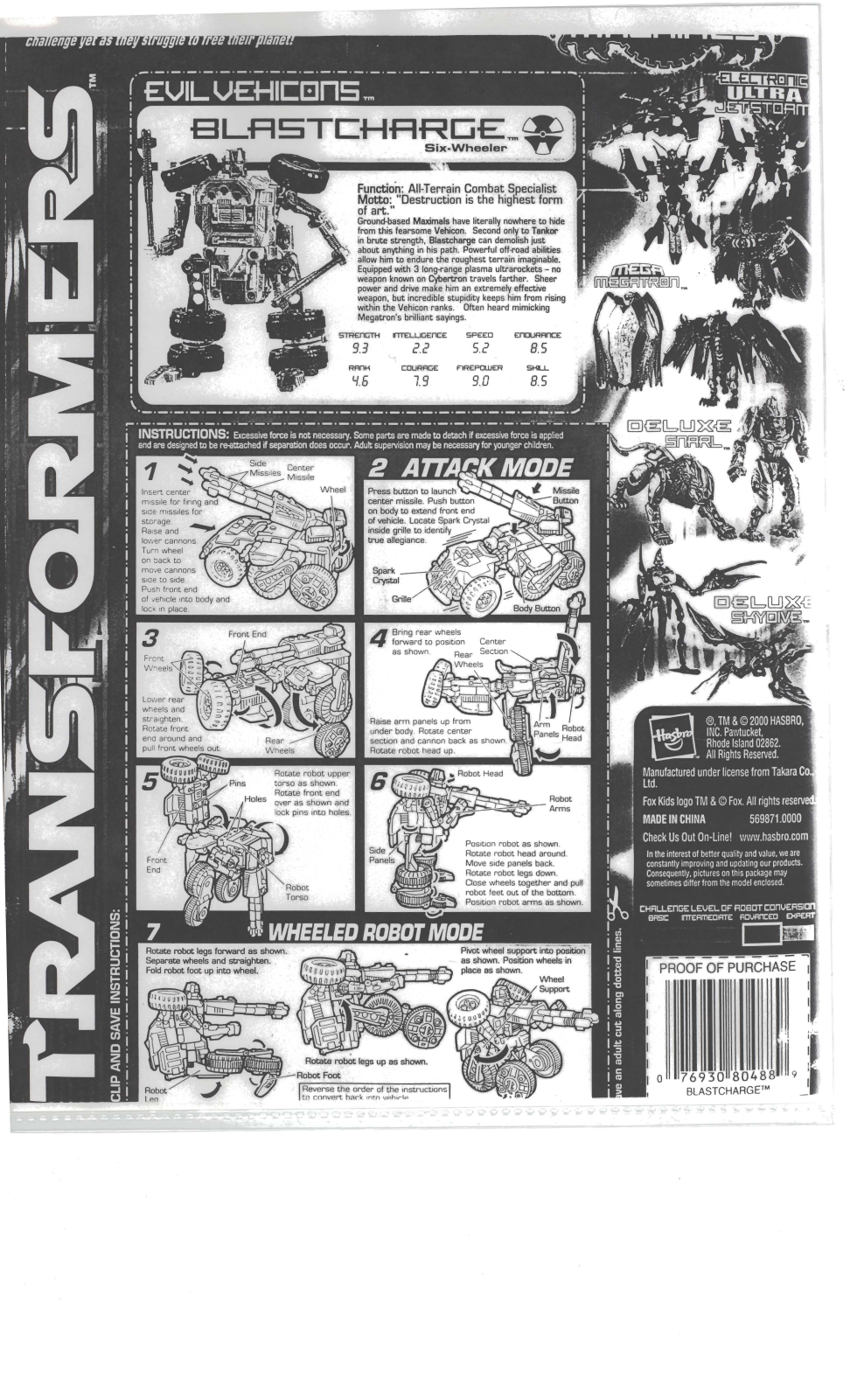 HASBRO Transformers Evil Vehicon Blastcharge User Manual