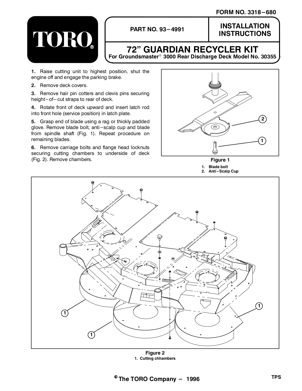 Toro 93-4991 Installation Instructions