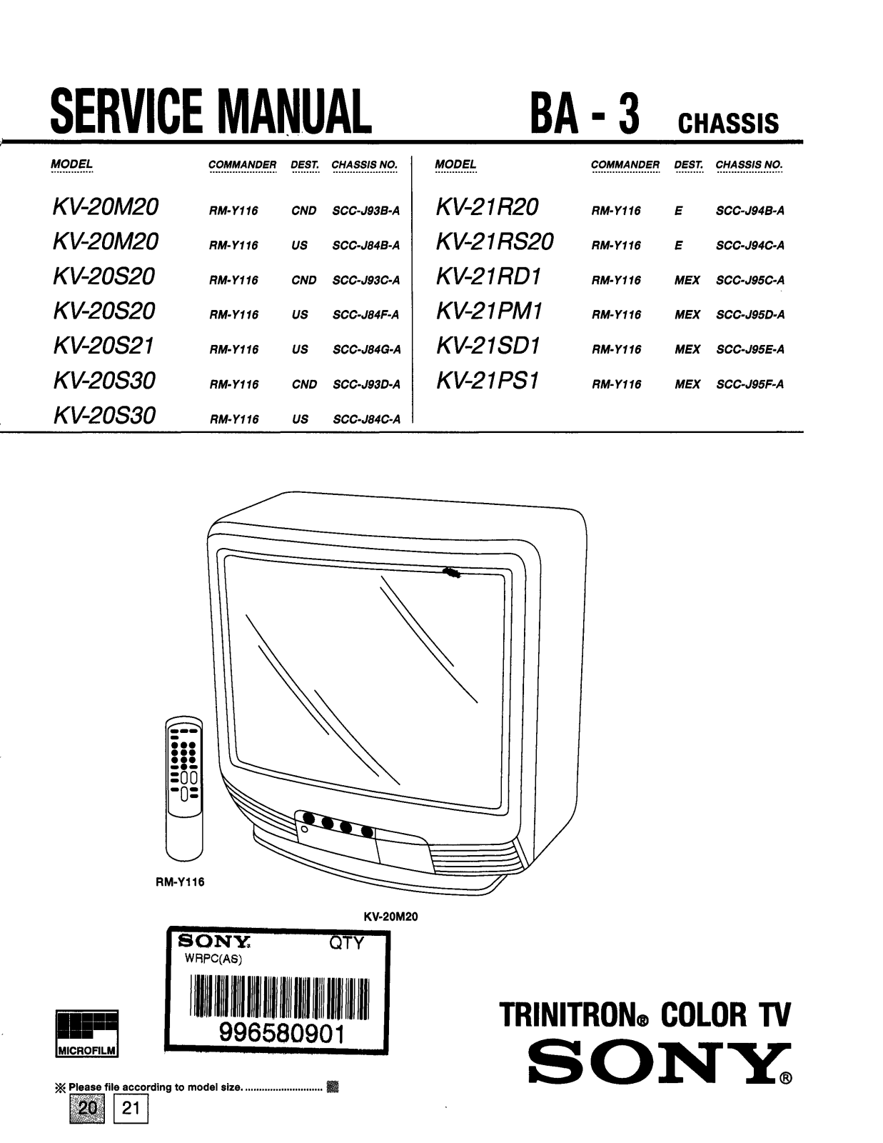 Sony kv20m20 schematic