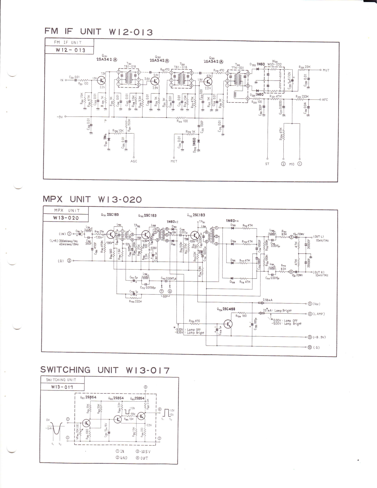 Pioneer W-12013, W-13020 Schematic