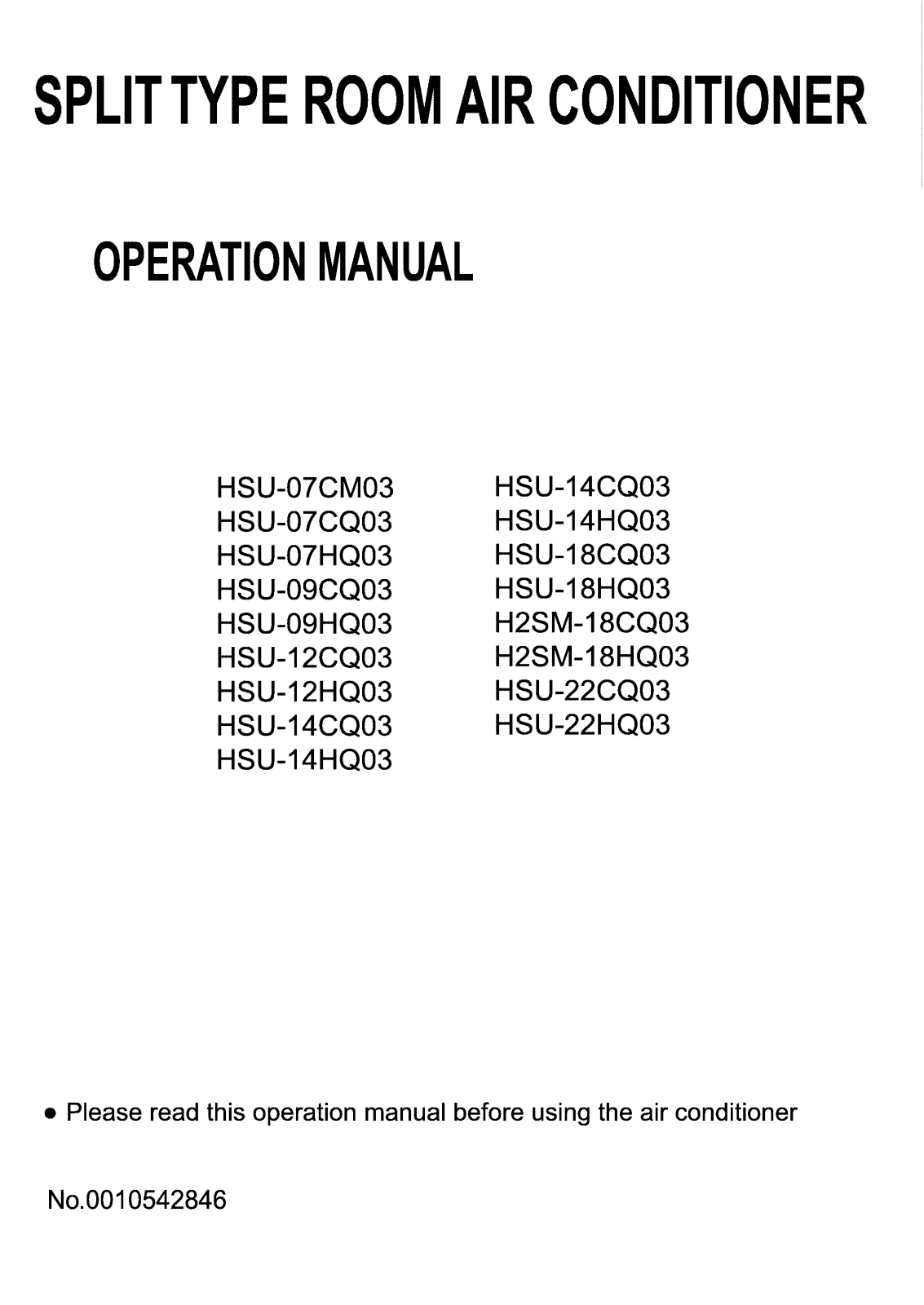 Haier HSU-07CM03 User Manual