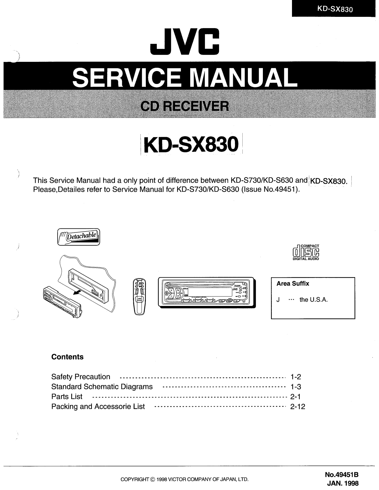 JVC KD-SX830J Service Manual