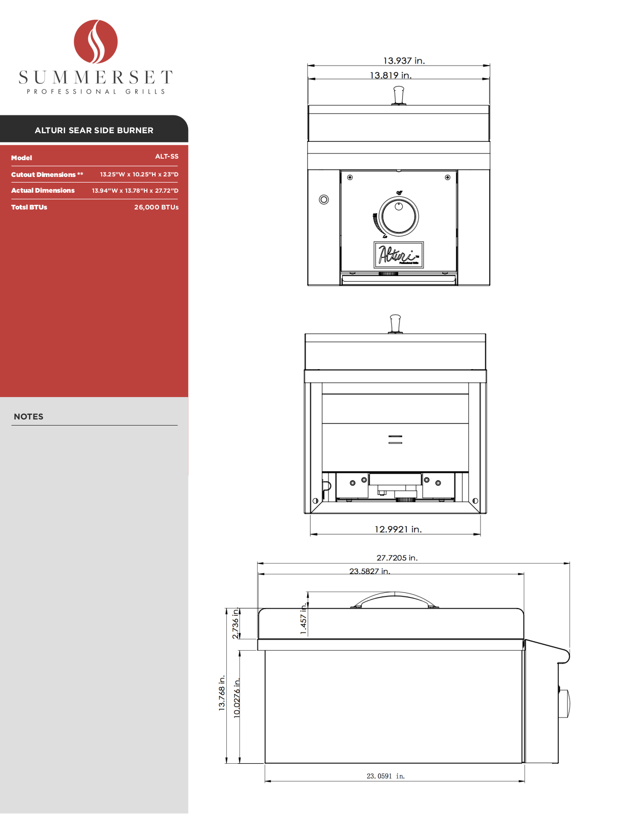 Summerset ALTSS-NG / ALTSS-LP Specifications Sheet
