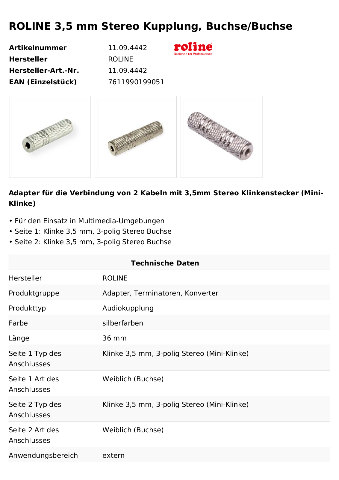 ROLINE 11094442 Datasheet - ManualMachine.com