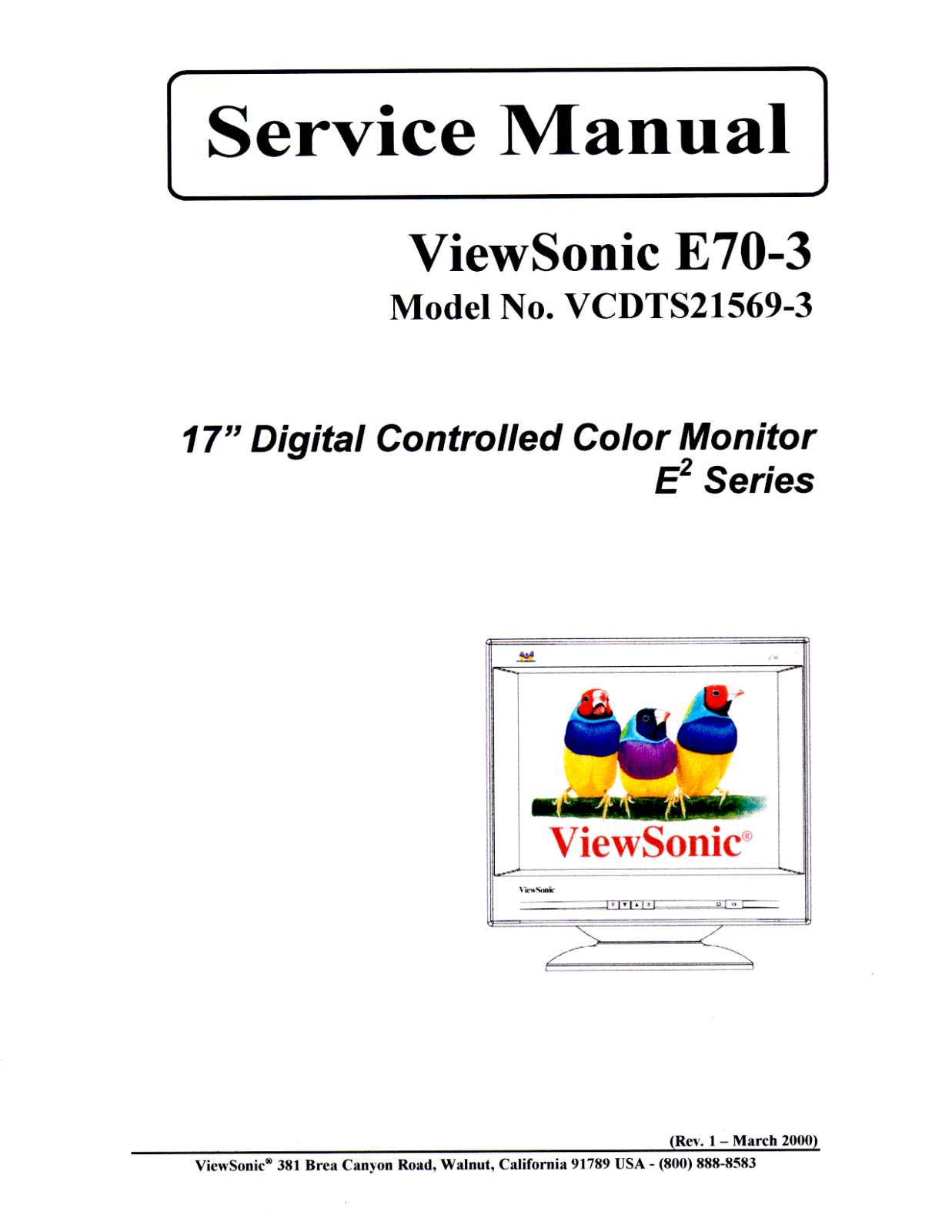 Viewsonic E70-3 Service Manual 1a