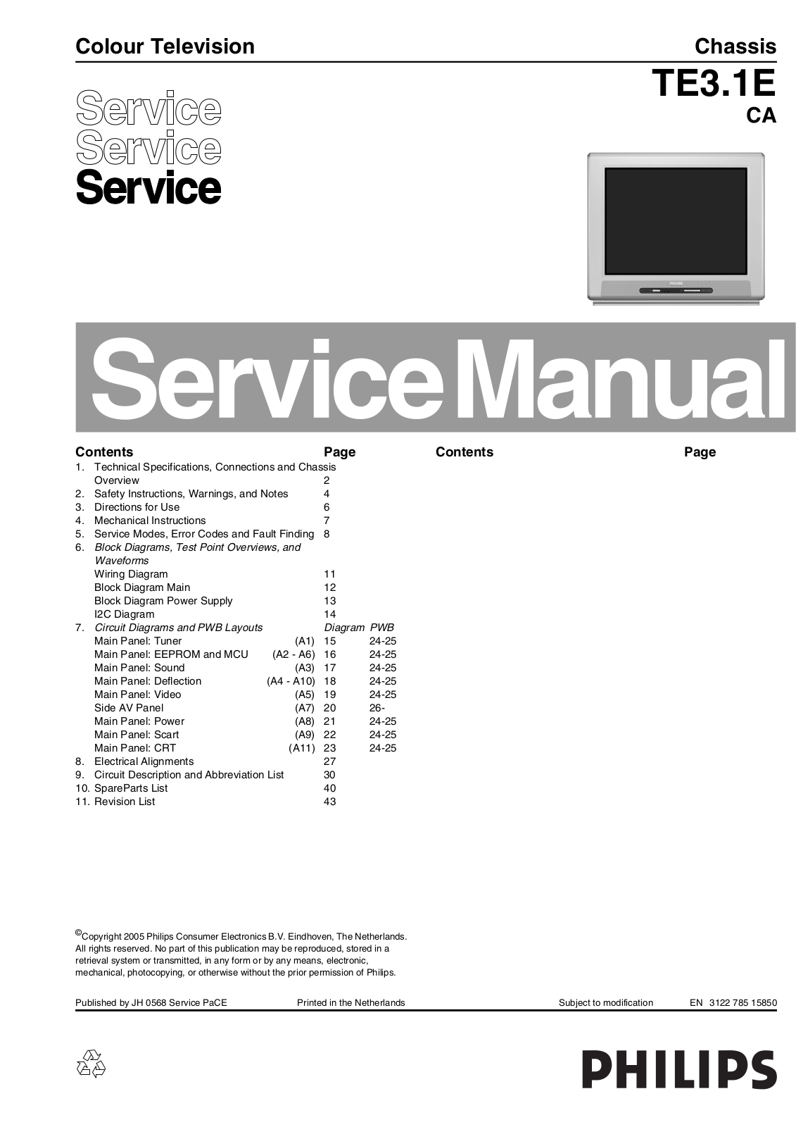 Philips TE3.1E CA Schematic