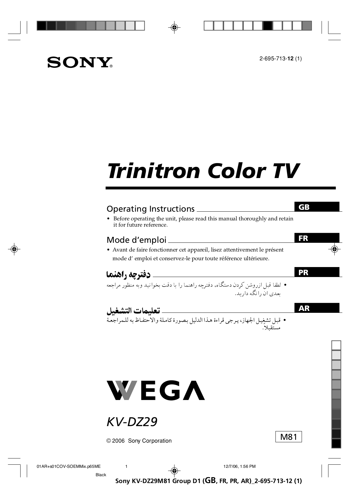 Sony KV-DZ29 User Manual