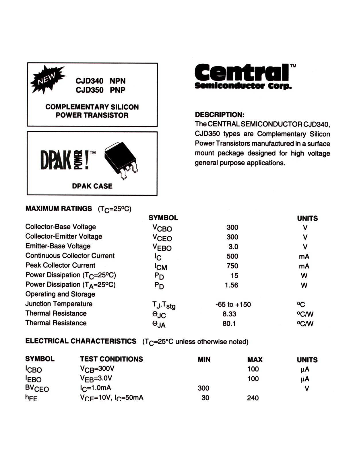 CENTR CJD350, CJD340 Datasheet