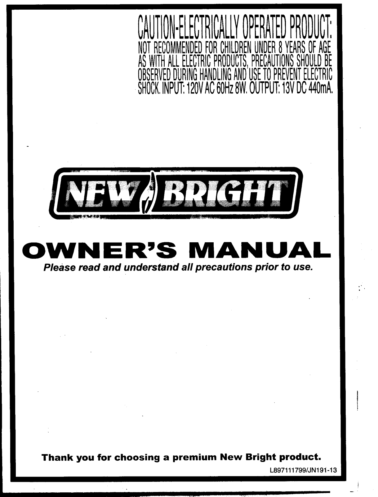 New Bright Co GF31H Users manual