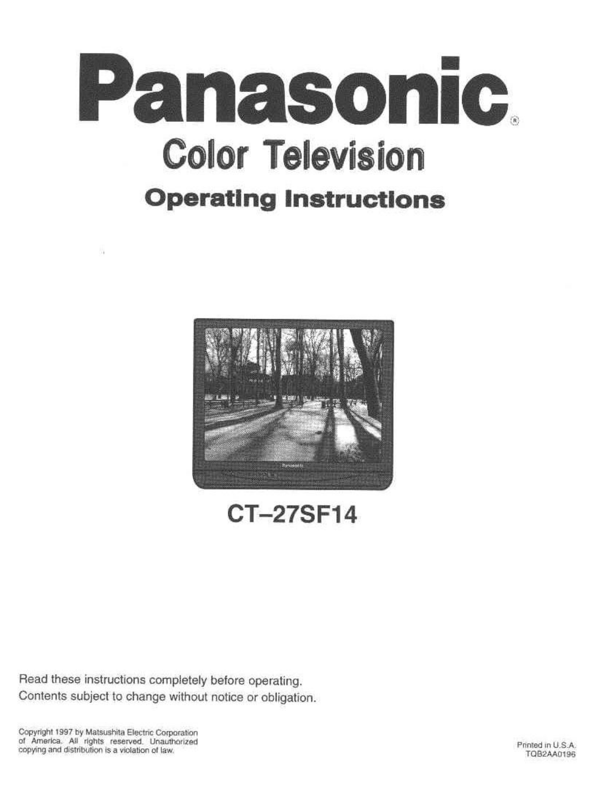 Panasonic CT-27SF14V1 User Manual