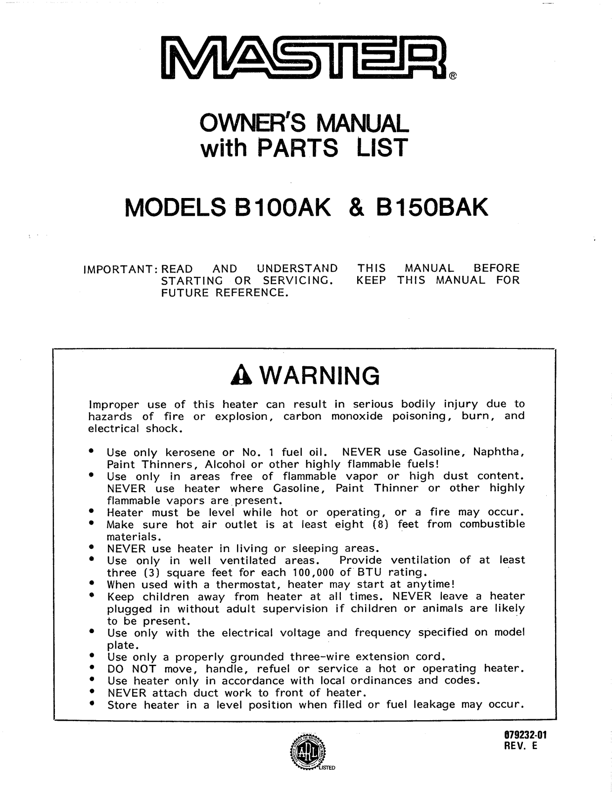 Desa Tech B150BAK Owner's Manual