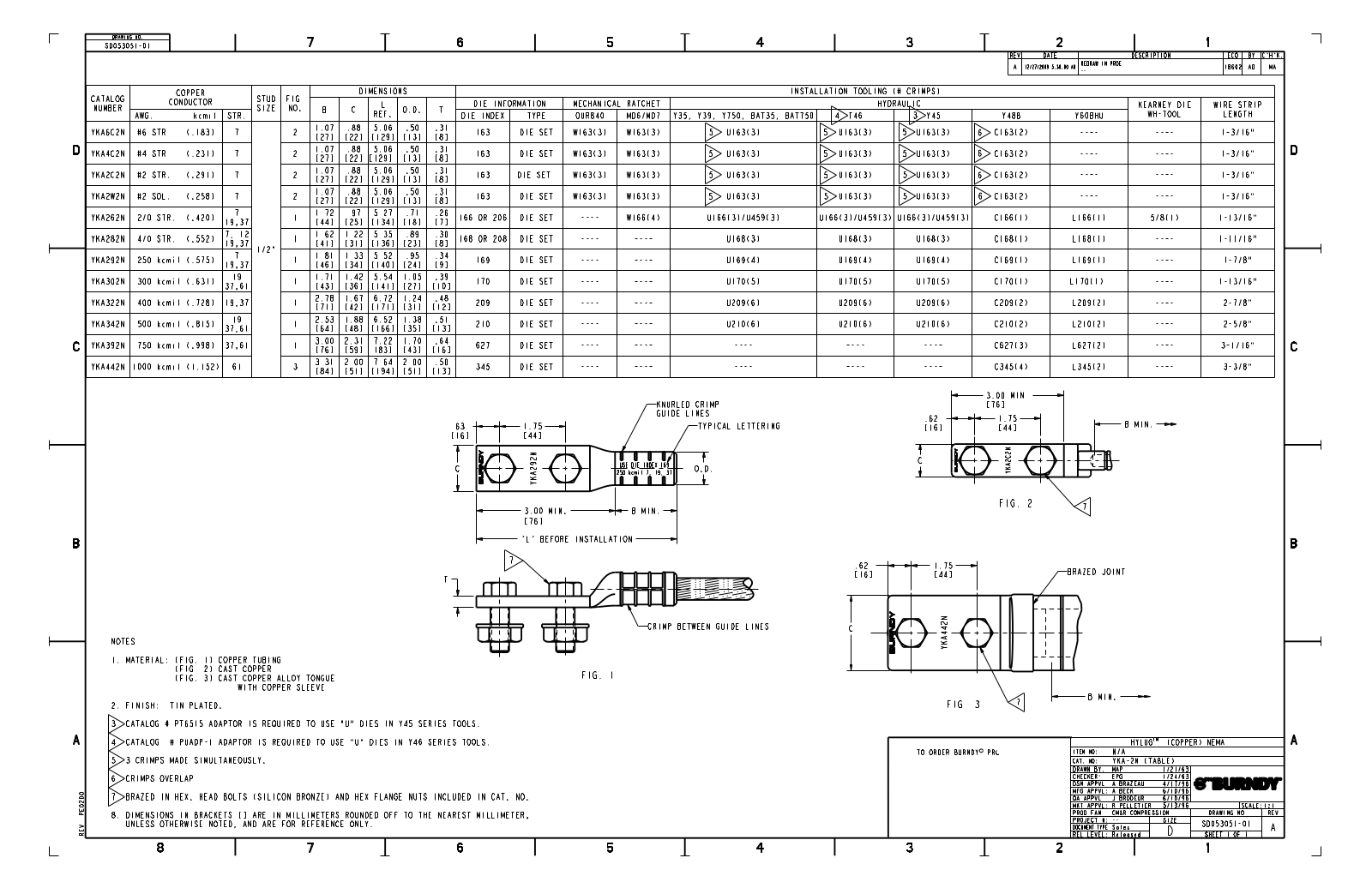 Burndy YKA342N Data Sheet