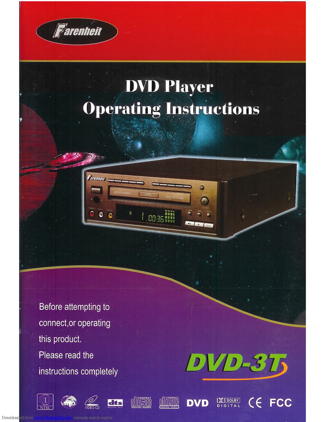 Farenheit DVD-3T Operating Instructions Manual