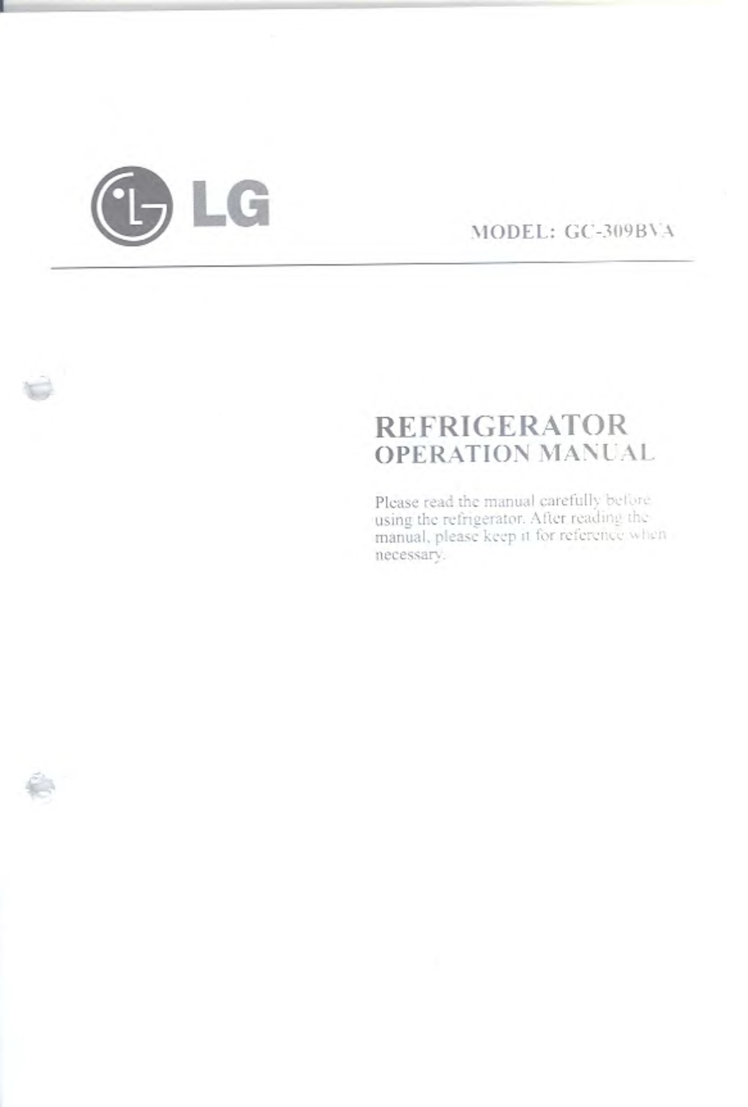 Lg GC-309BV, GC-309B Operation Manual