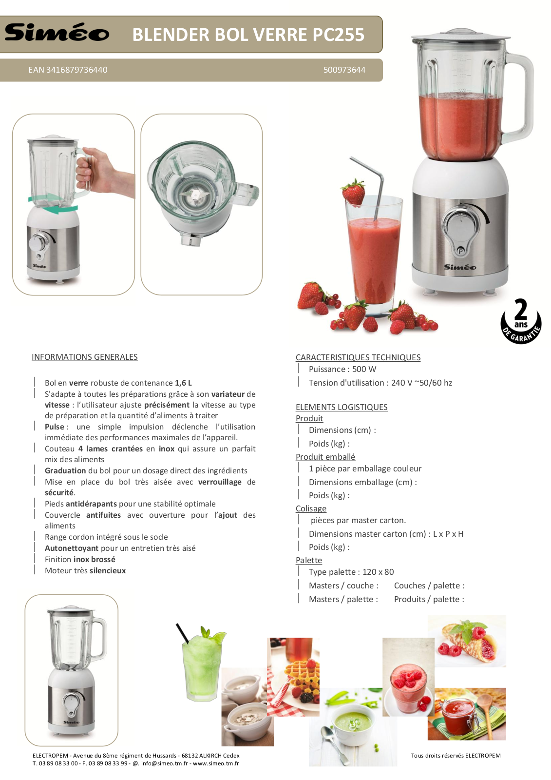 Simeo PC255 Product sheet - ManualMachine.com