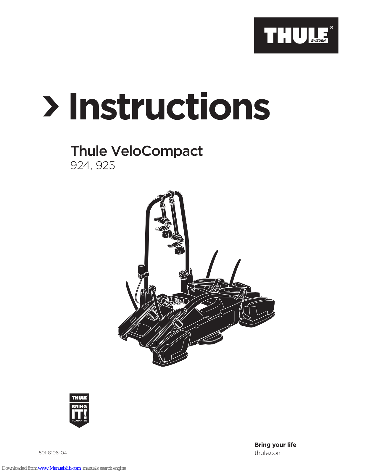 Thule VeloCompact 924, VeloCompact 925, EuroRide 943 Instructions Manual