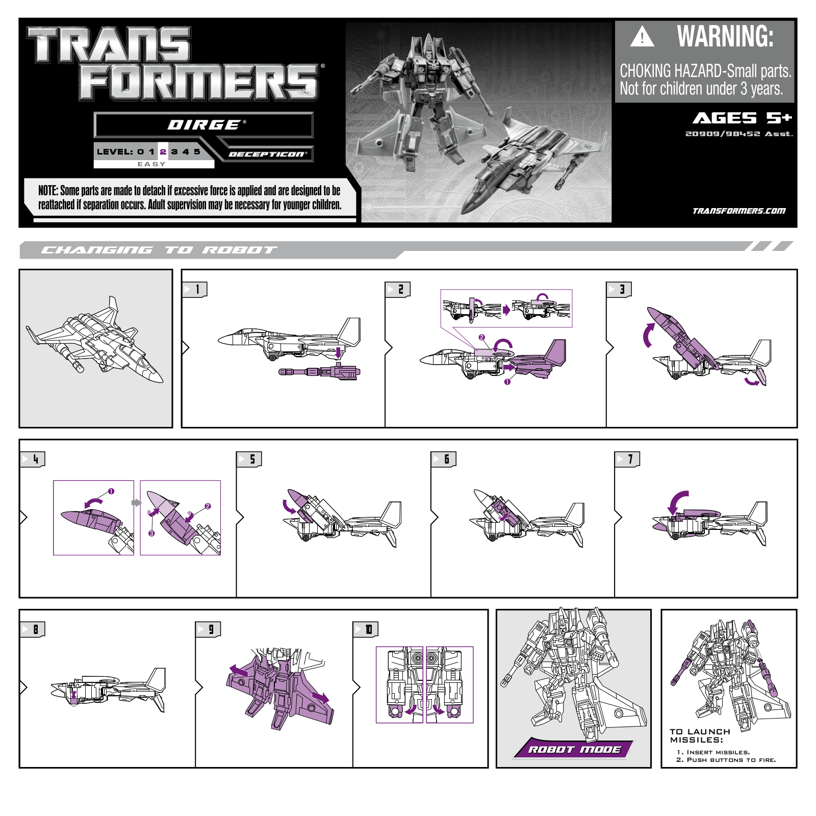 HASBRO Transformers Dirge User Manual