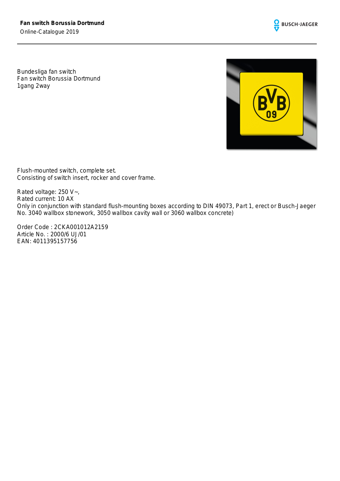 Busch-Jaeger 2000-6 UJ-01 User Manual