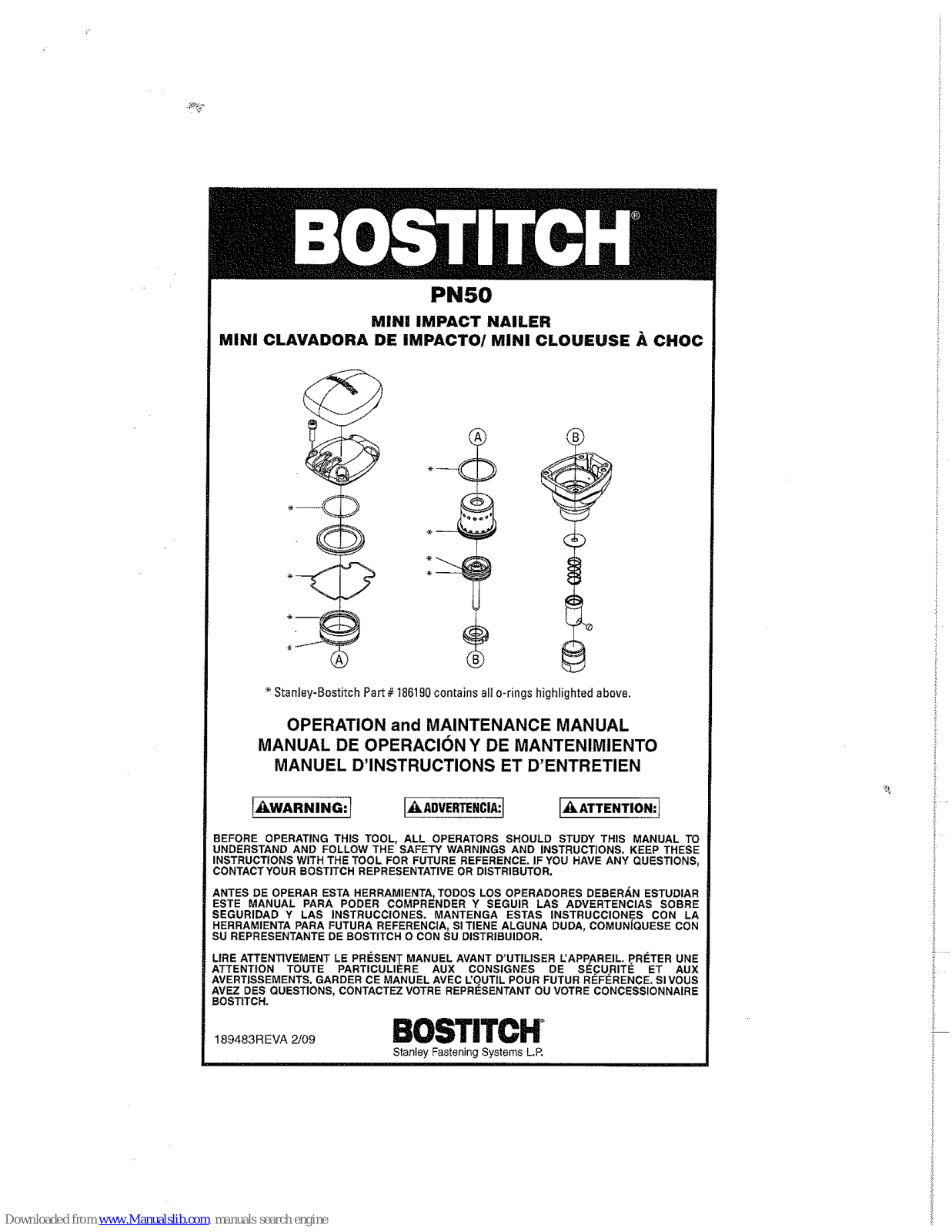 Bostitch PN50 Operation And Maintenance Manual