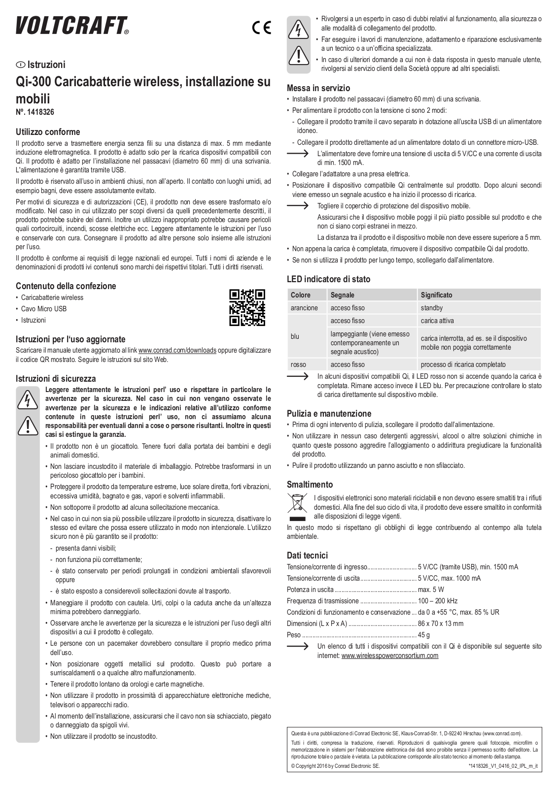 VOLTCRAFT Qi-300 Operating Instructions