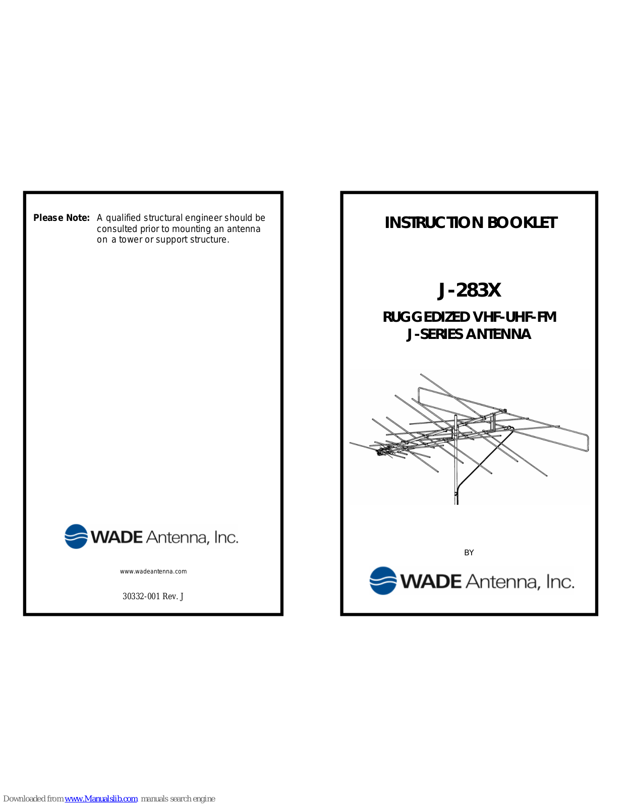 WADE Antenna, Inc. J-283X Instruction Booklet