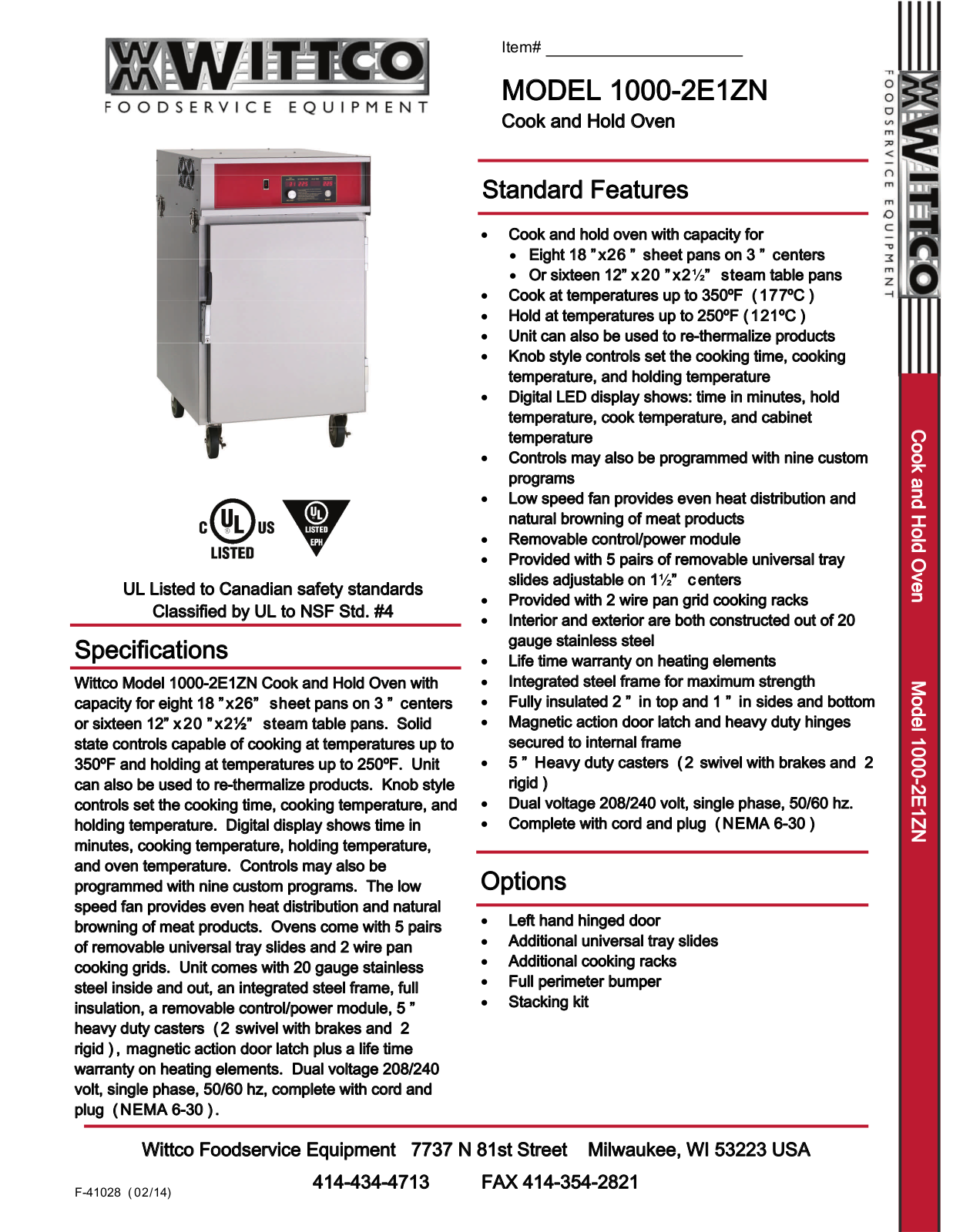 Wittco 1000-2E1ZN User Manual