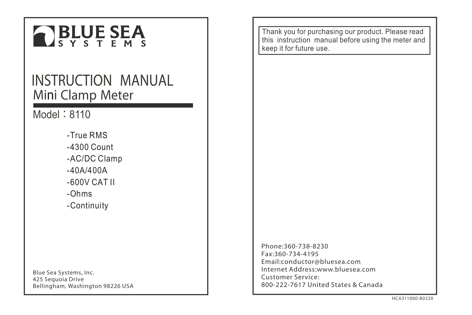 Blue Sea Systems 8110 User Manual