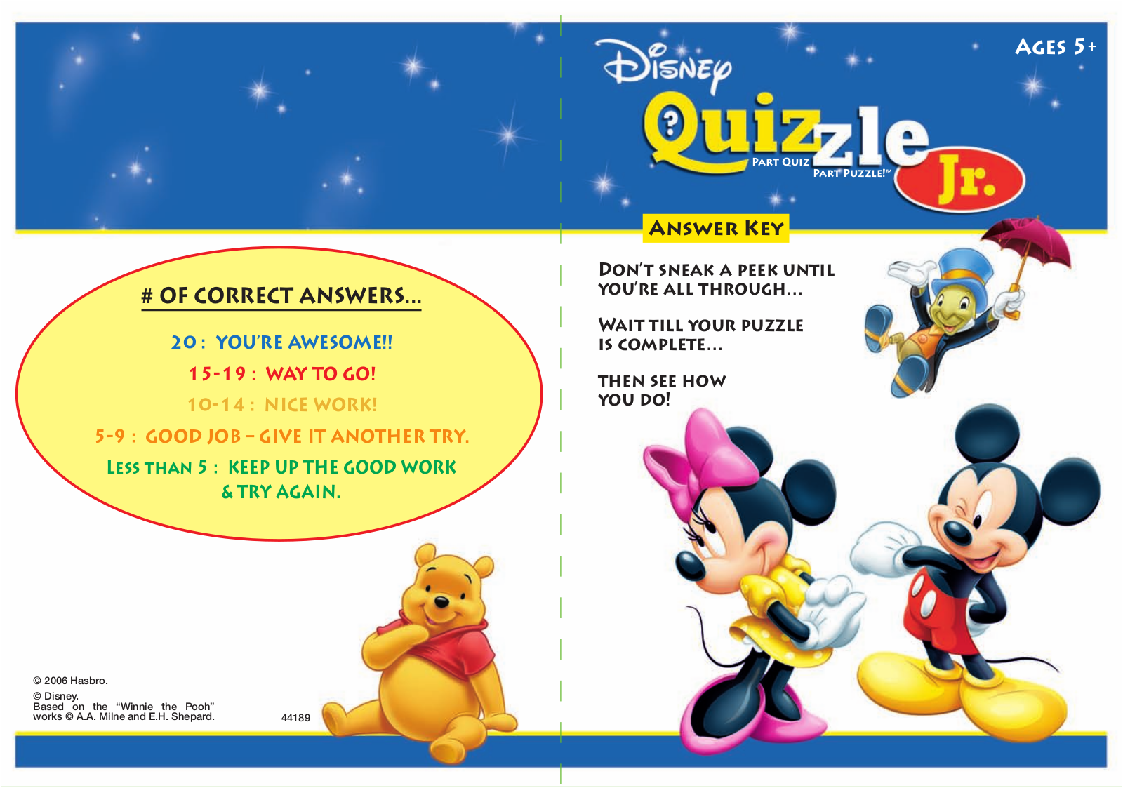 HASBRO ASF Quizzle Disney Jr User Manual