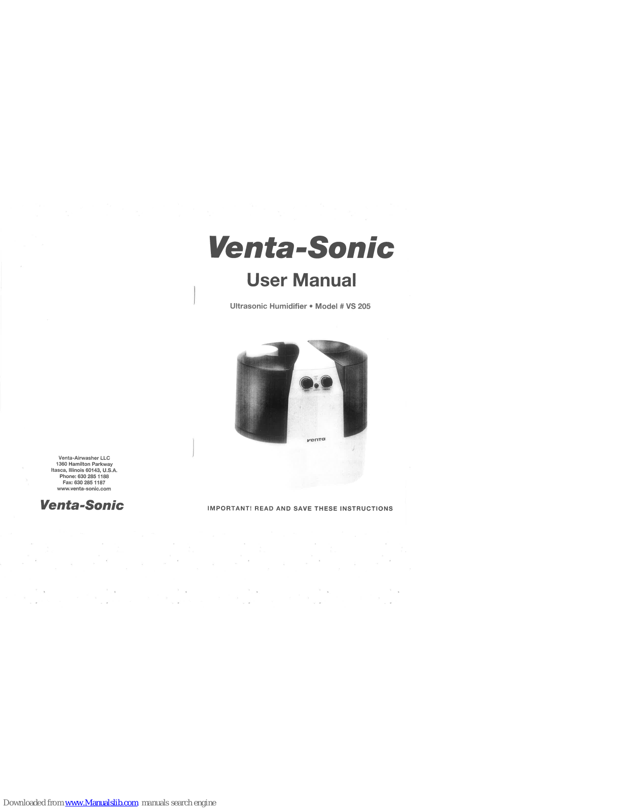 Venta-Sonic VS 205 User Manual