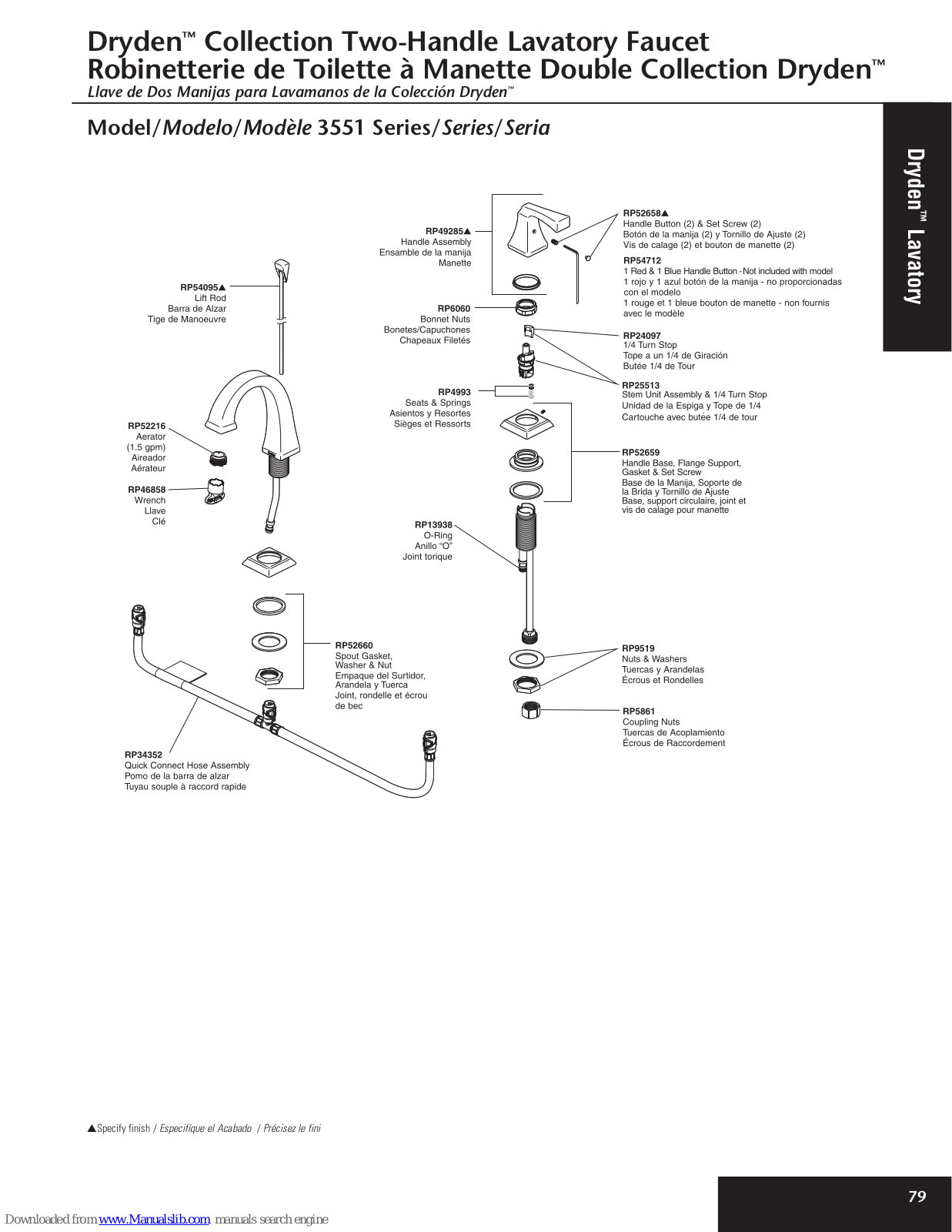 Delta Dryden 3551 Series Parts Manual