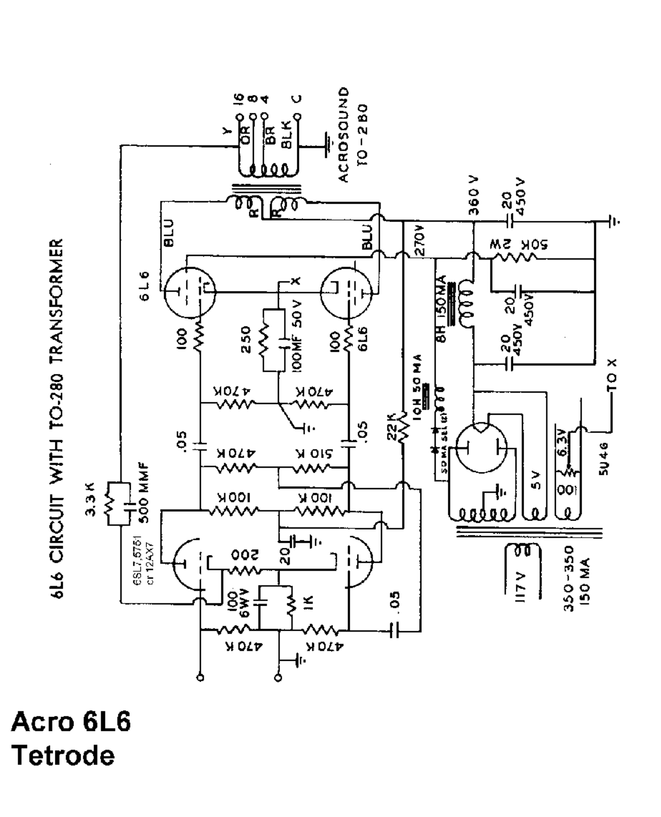 Acrosound 6l6280 schematic