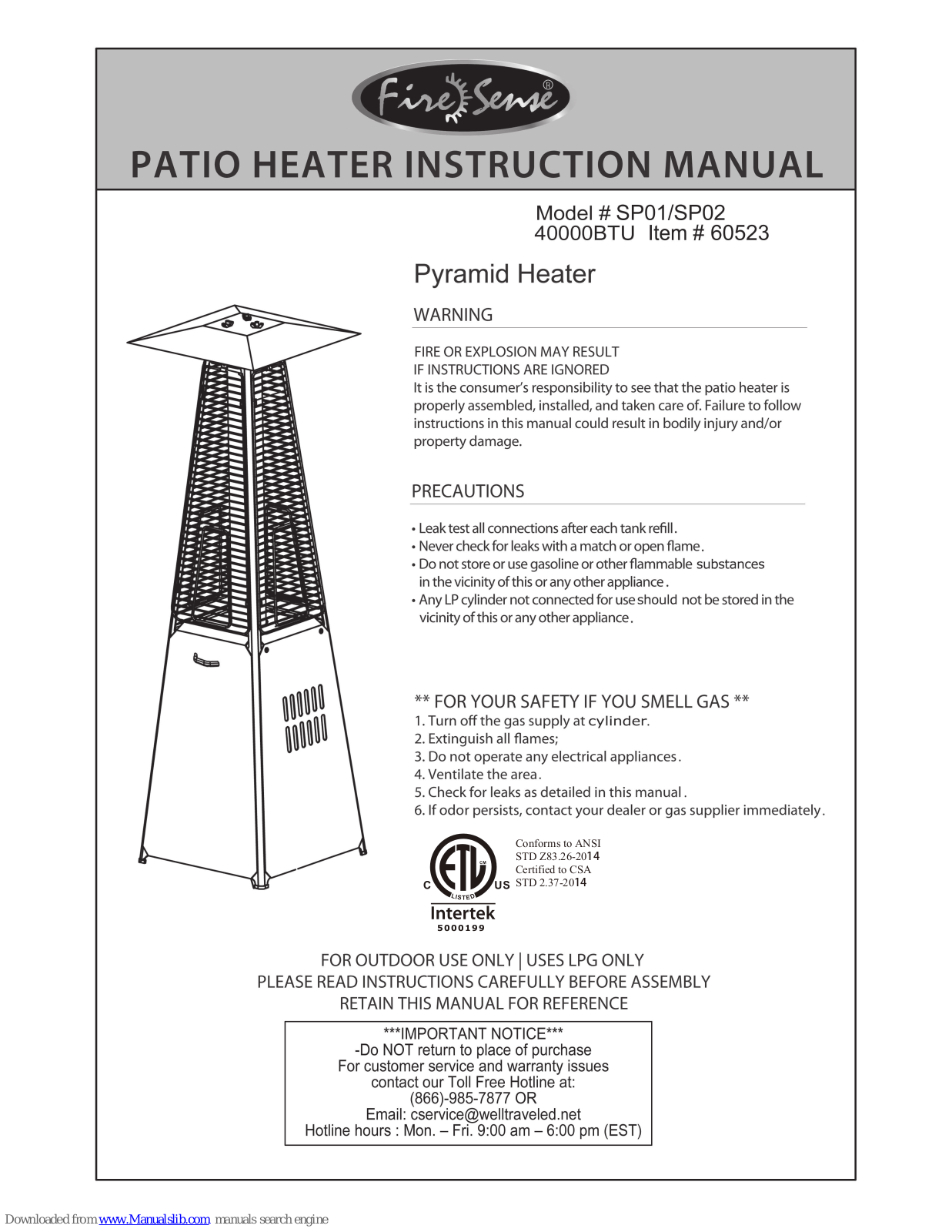 Fire Sense SP02 Instruction Manual