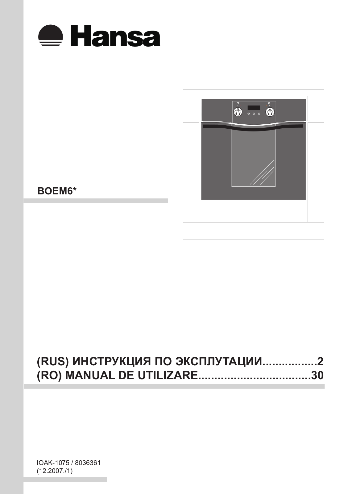 Hansa BOEM 68460080, BOEM67160080 User Manual