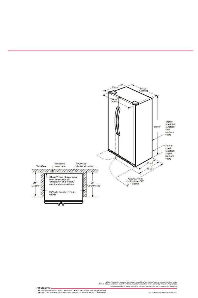 Frigidaire GRSS2652AF PRODUCT SPECIFICATIONS