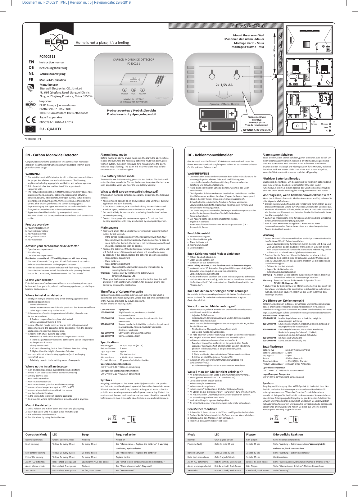 Elro FC4002 User manual