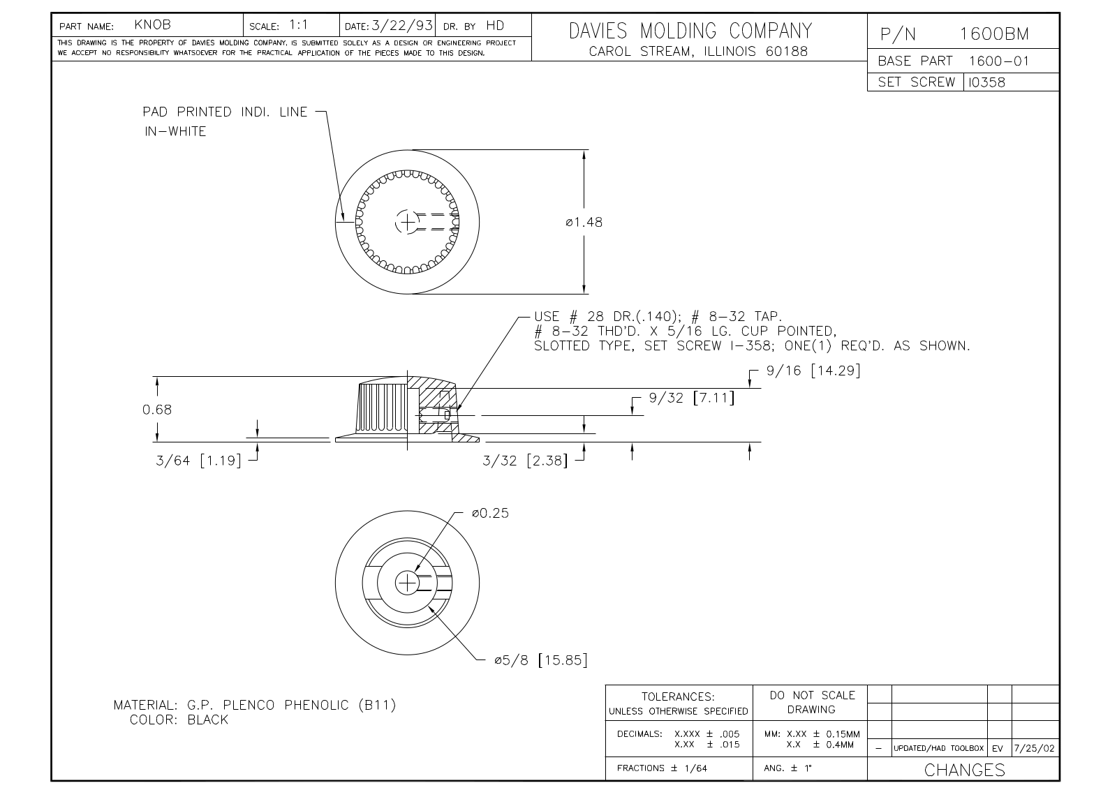 Davies Molding 1600BM Reference Drawing