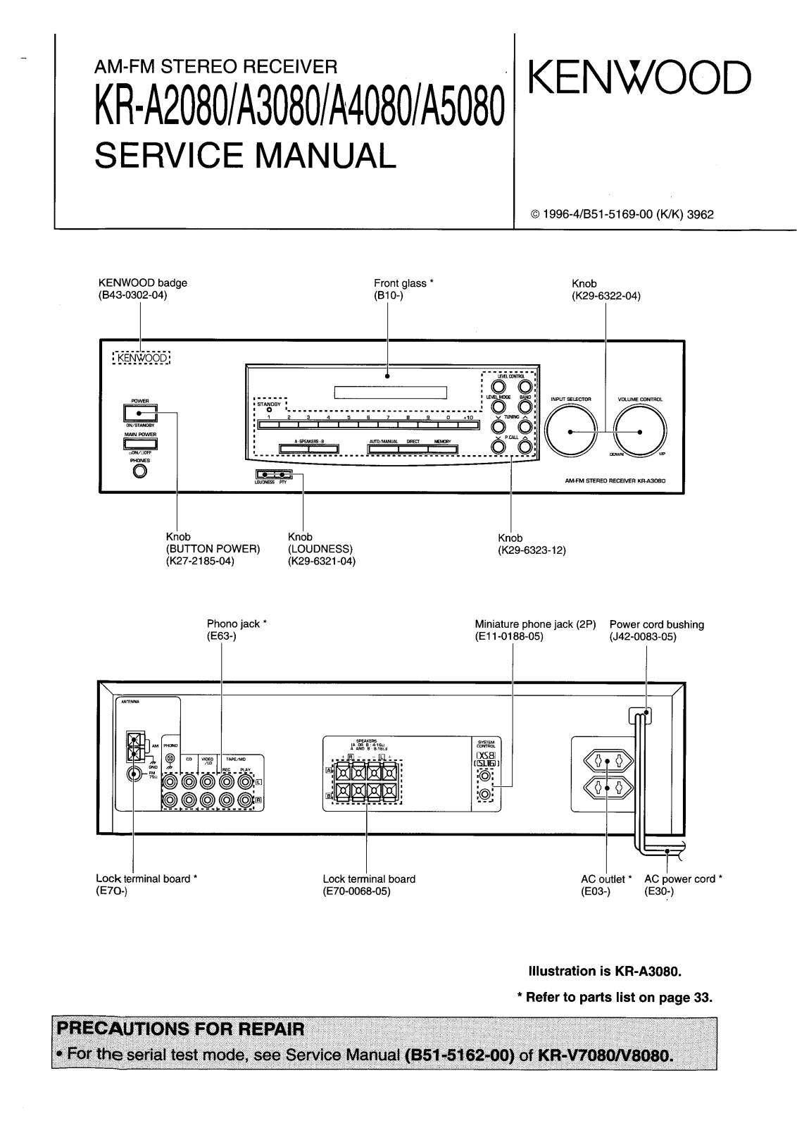 Kenwood kr-a 7080, kr-a8080 service manual