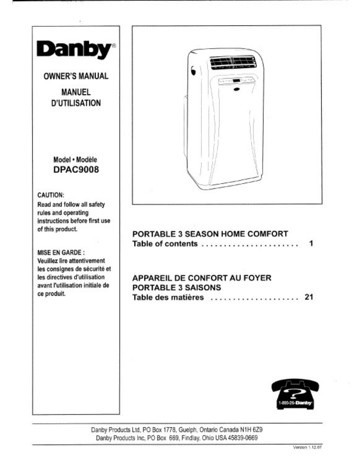 Danby DPAC9008 Owner's Manual