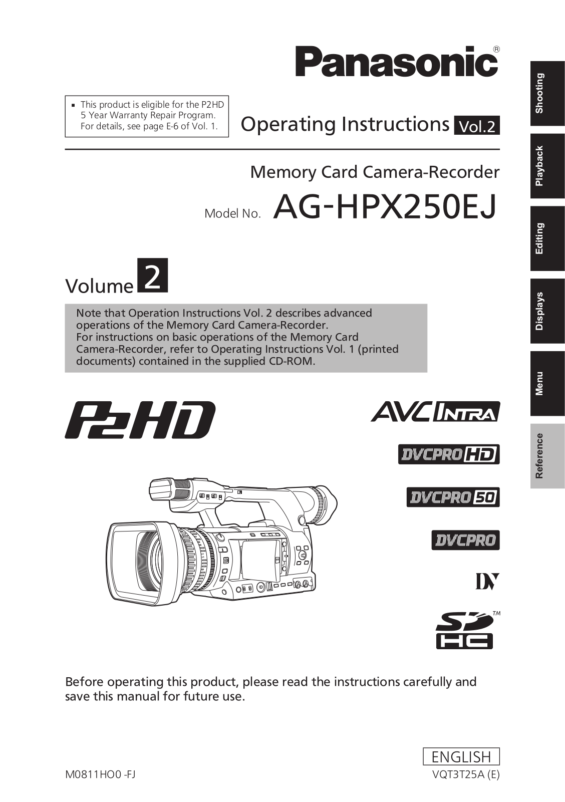 Panasonic AG-HPX250EJ User Manual