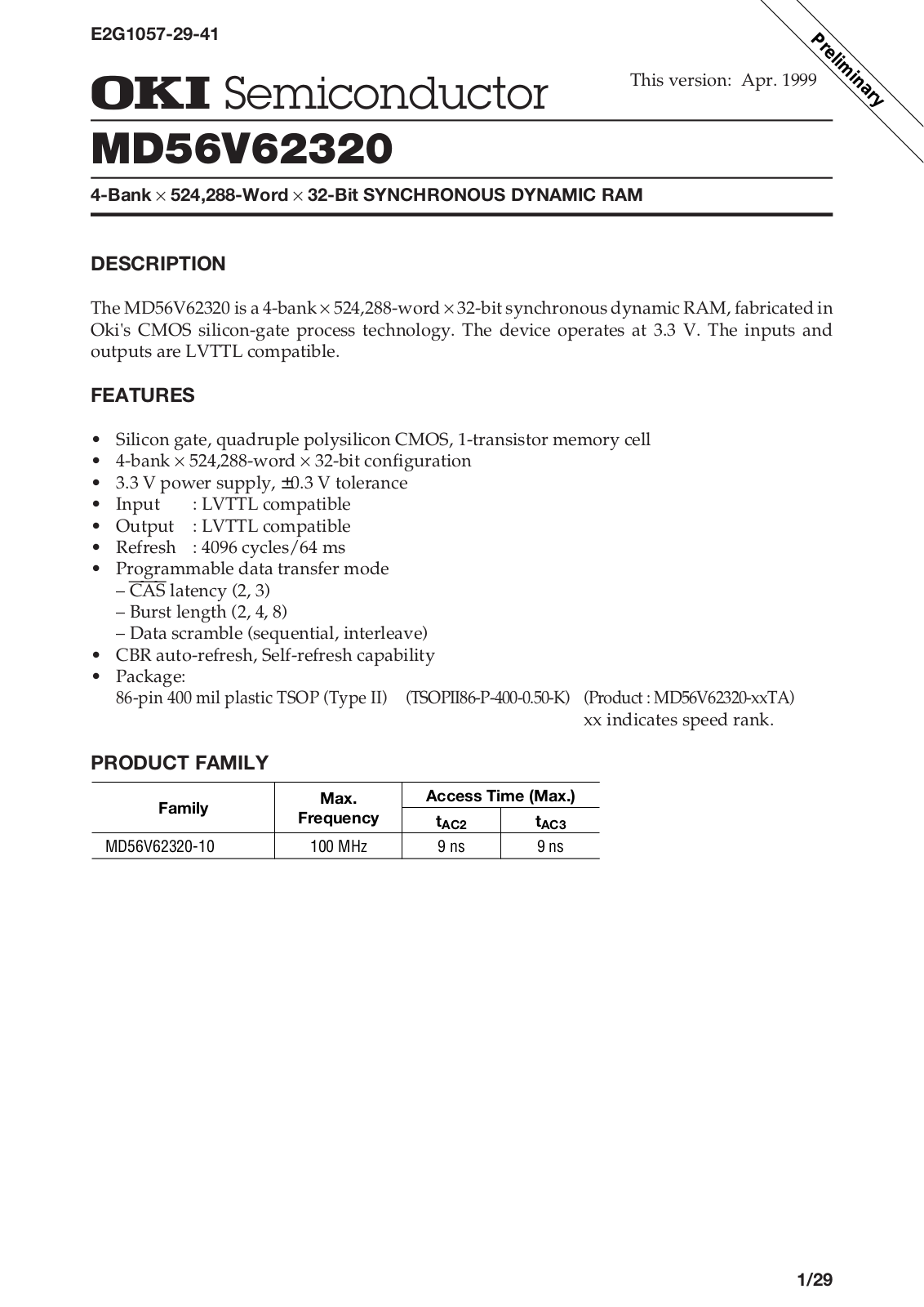 OKI MD56V62320-10TA Datasheet