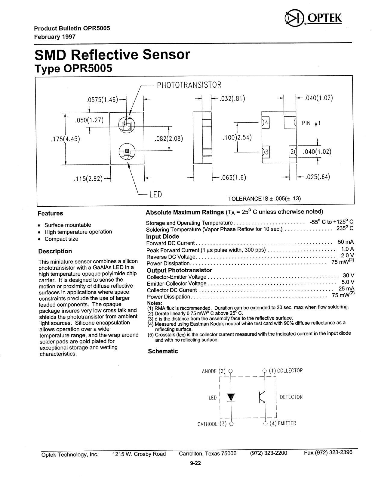 OPTEK OPR5005 Datasheet