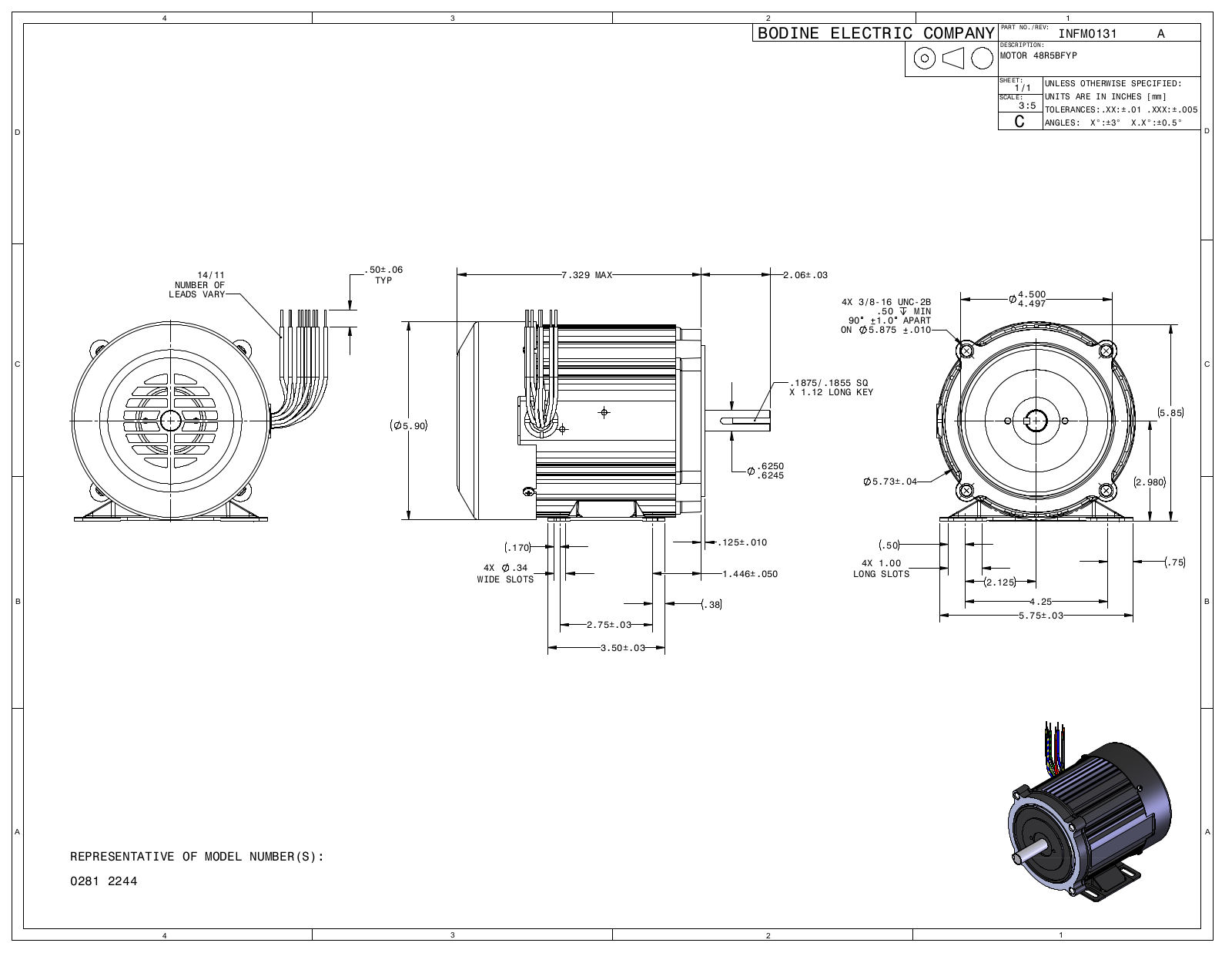 Bodine 0281, 2244 Reference Drawing