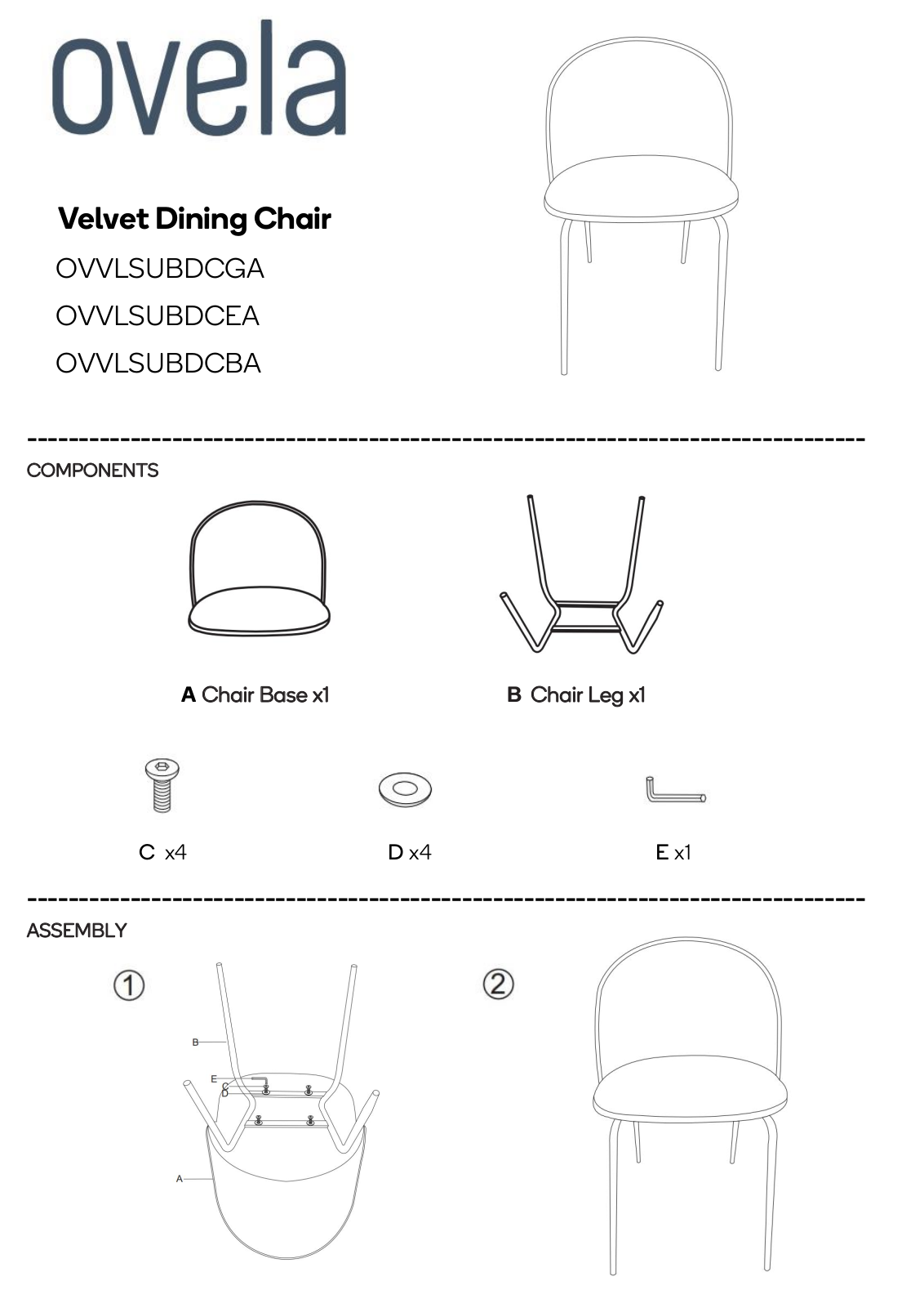 Ovela OVVLSUBDCGA, OVVLSUBDCEA, OVVLSUBDCBA User guide - ManualMachine.com