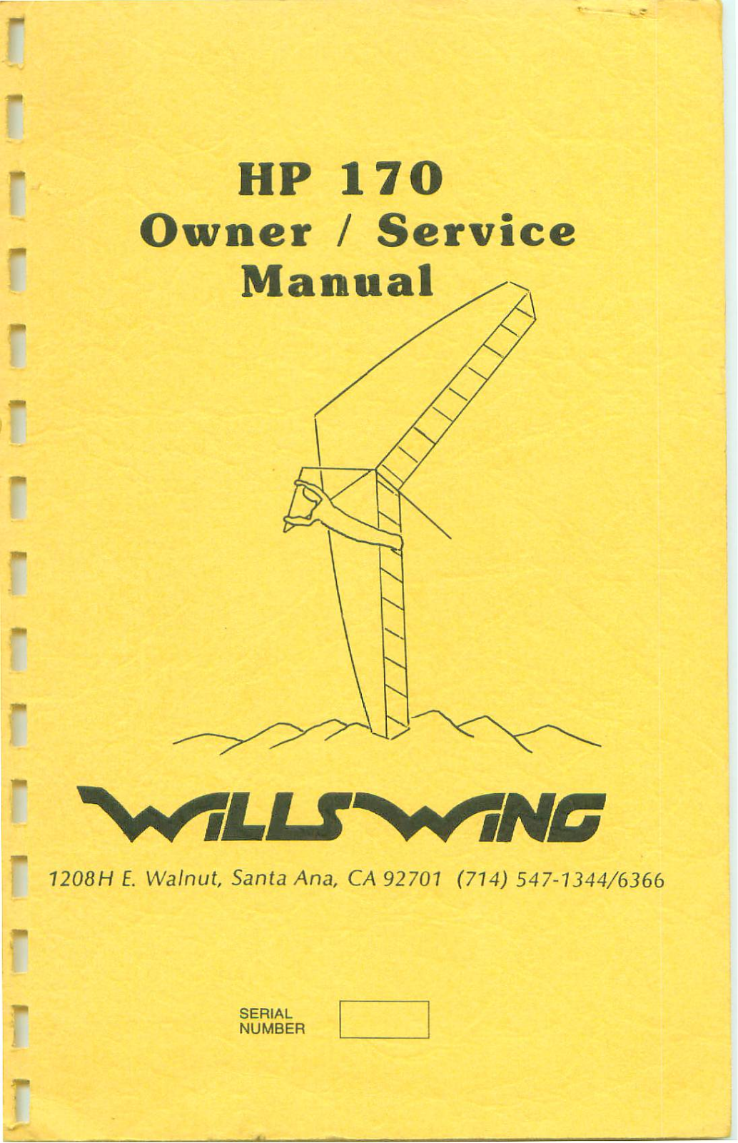 Wills Wing HP 170 Owner's Service Manual