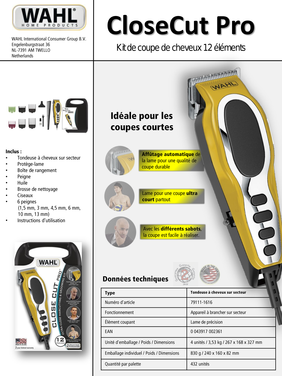 Wahl 79111-1616 product sheet