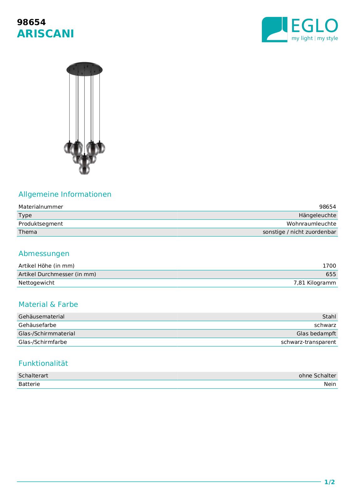 Eglo 98654 Service Manual