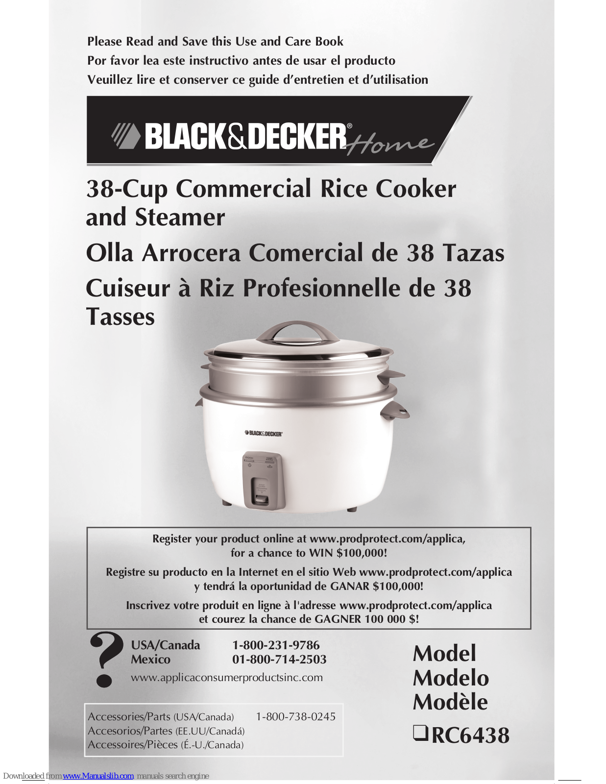 Black & Decker RC6438 Use And Care Book Manual