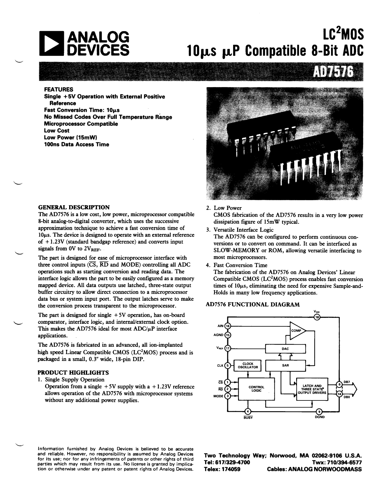 Analog Devices AD7576 Datasheet