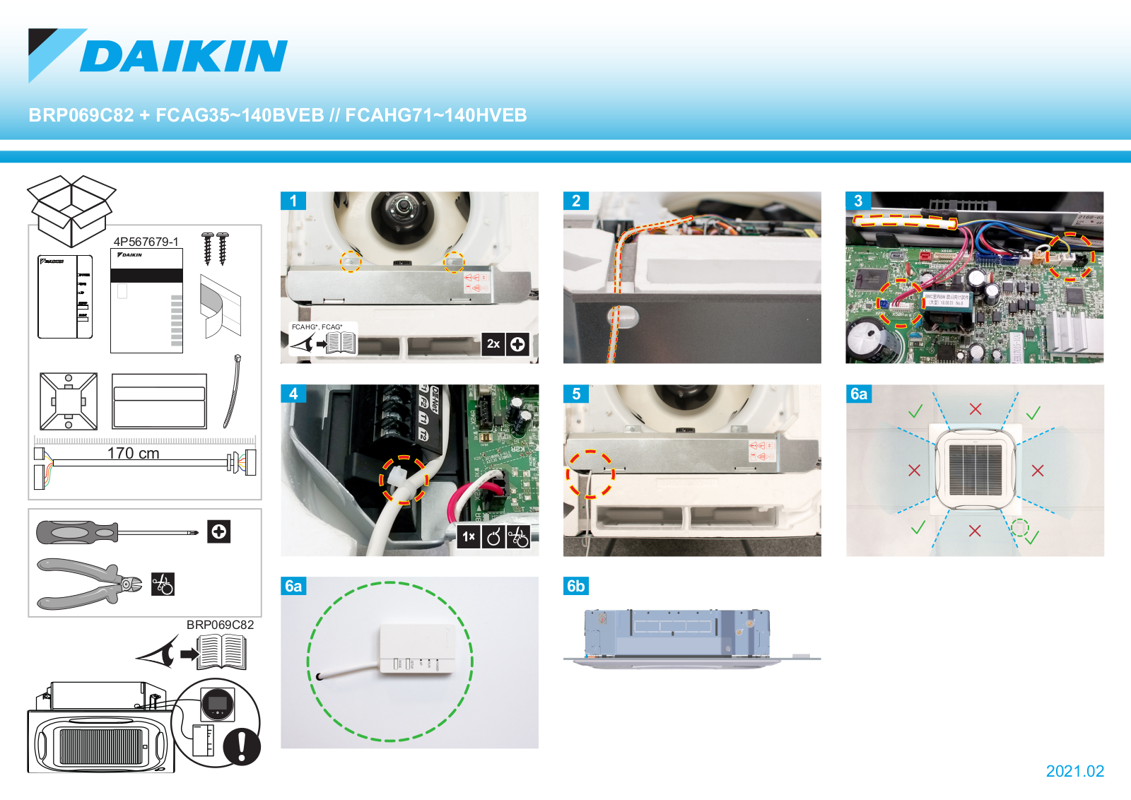 Daikin BRP069C82   FCAG35~140BVEB, BRP069C82   FCAHG71~140HVEB, BRP069C82   FDA200~250AXVEB Installation manuals