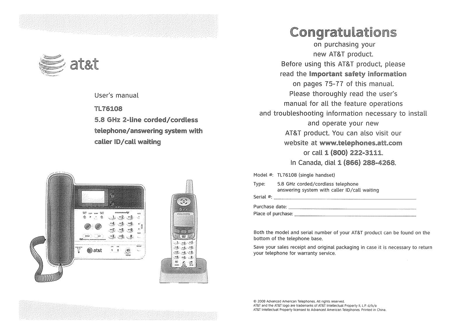 VTech Telecommunications 80-5681-00 Users Manual